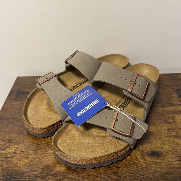 NEW Birkenstock Arizona BS Women's 10, STONE Birkibuc Sandals - Picture 3 of 7